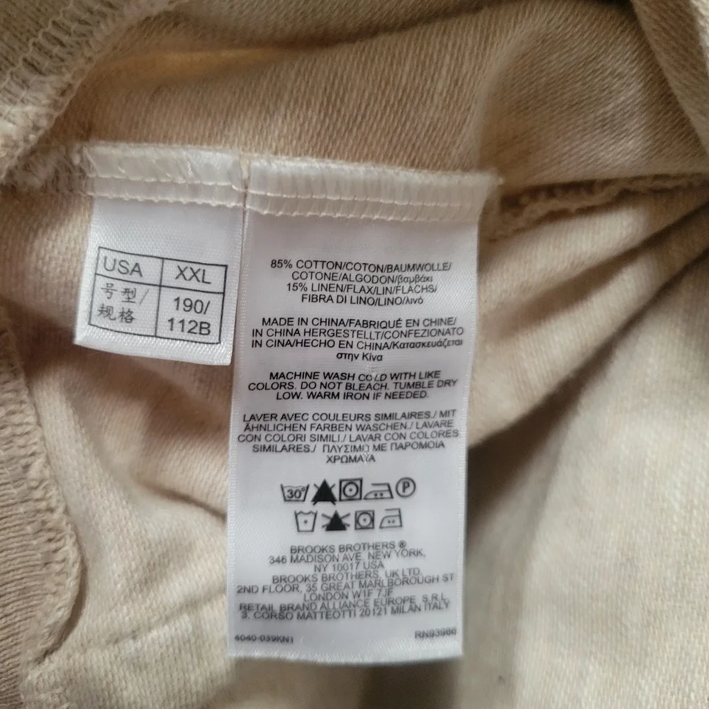 Brooks Brothers Men's Cotton Linen Beige Cardigan size XXL Academia Grandpa Lux